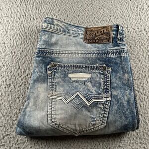 Vtg Affliction Men's Ace Jeans 36 Blue Acid Wash Distressed Denim Y2K Whiskers
